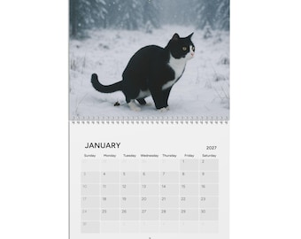 Calendário do Gato Fazendo Cocô de 2027, Presente Engraçado para Amantes de Gatos, Amigo Secreto, Presente para Colega de Trabalho, Presente para Amigas de Gatos, Presente Divertido para Amigas de Gatos, Humor Veterinário