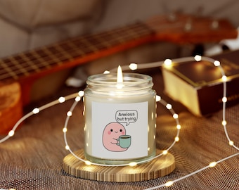 Anxiety Relief Scented Soy Candle: Cozy Home Decor, Self-Care Gift, gag gift, mental health, cute gift, cute candle, stress relief, for her