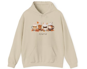 Cozy Autumn Sweatshirt, Fall Hoodie, Seasonal Gift, Sip Hot Drinks Sweatshirt, Pumpkin Spice Lover's Hoodie, Perfect for Thanksgiving