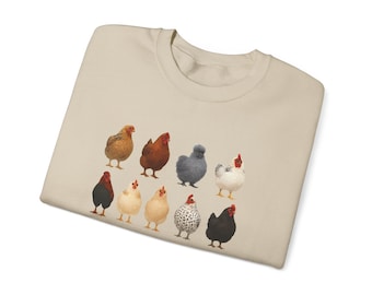 Chicken Crewneck Sweatshirt, Cute Farm Animal Pullover, Cozy Hen Jumper, Funny Rooster Sweater, Chick Design Top, Chicken Lover Gift