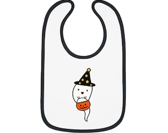 Halloween Ghost Baby Bib, Cute Ghost Bib for Infants, Baby Shower Gift, Toddler Feeding Bib, Halloween Costume Accessory