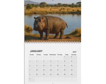 2027 African Wildlife Pooping Calendar, Funny Wildlife Calendar, Animal Lovers Gift, Home Office Decor, Gag Gift Secret Santa White elephant