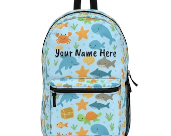 Personalized Ocean Adventure Backpack, Kids Backpack, Nautical School Bag, Beach-Themed Backpack, Custom Name Backpack