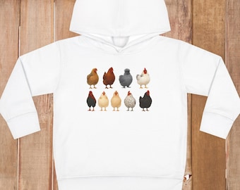 Chicken Farm Animal Toddler Pullover Fleece Hoodie, Sweater for Kids, Kids Farm Animal Sweatshirt, Children's Animal Print Hoodie, Farmyard