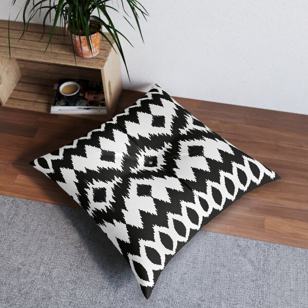 Tufted Floor Pillow, Square "Apus Pattern"