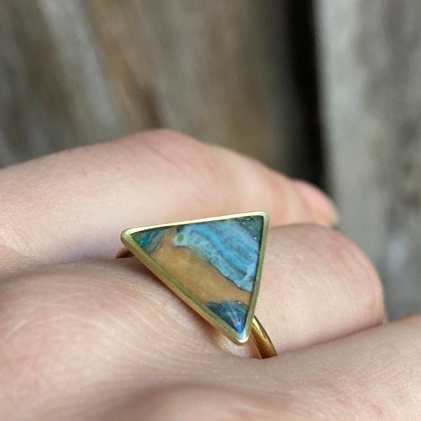 Bague Triangle Paysage • Acier Inoxydable • Bijou cadeau pour femme • Plaisir d'offrir • Pièce unique réglable • Stainless steal • Witch