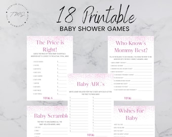 Pink Confetti Baby Shower Games Bundle | Pink Confetti Games | Baby Girl Games | Digital Baby Shower Games | Baby Shower Games | Pink Baby