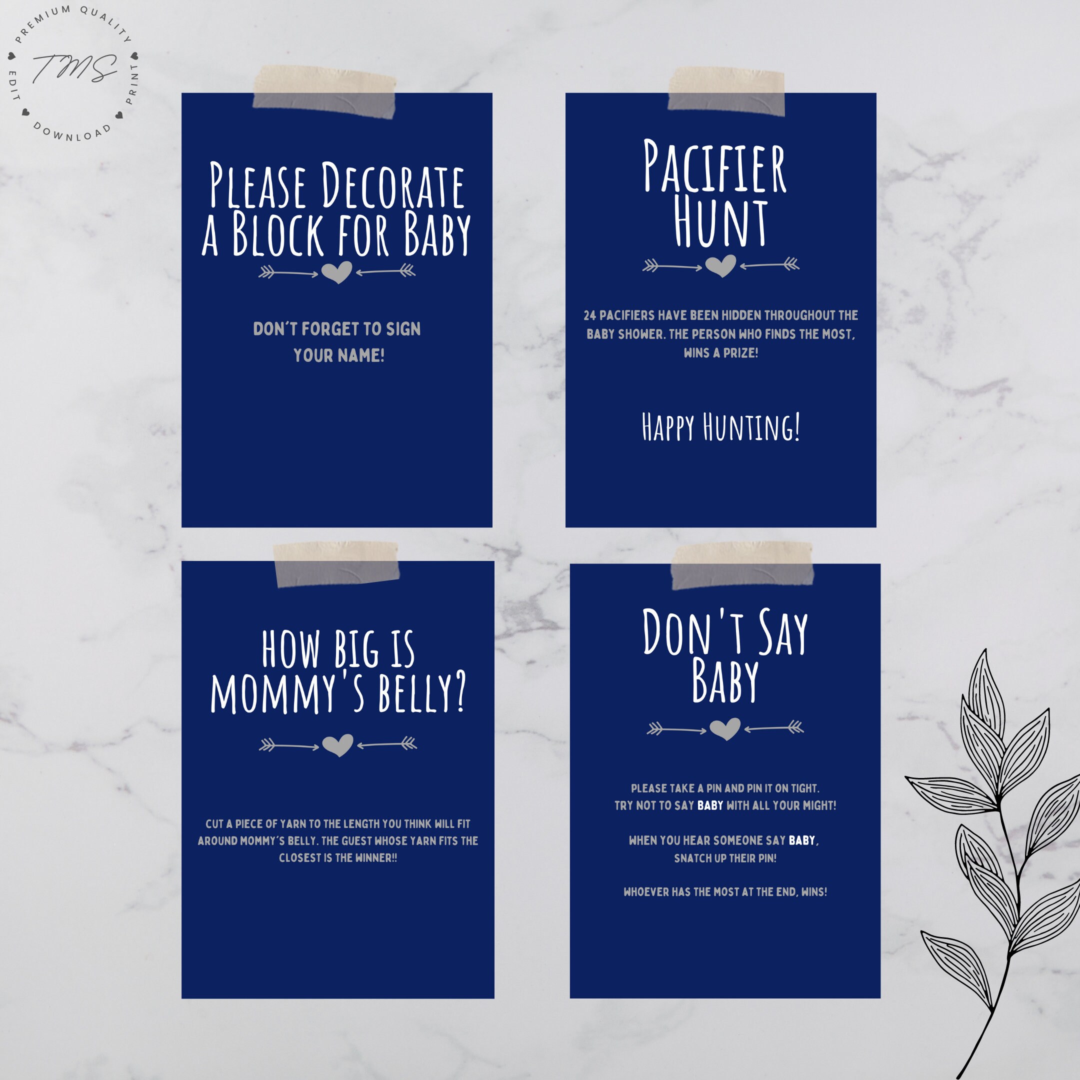 Navy Blue Baby Shower Games Bundle Arrow Baby Boy Games - Etsy