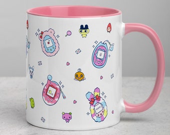 TAMAGOTCHI Mug Kawaii 90s Retro old school Mug Pink Mug Blue Tamagotchi Mugs Couple Gift for Her Cute Mug for Him