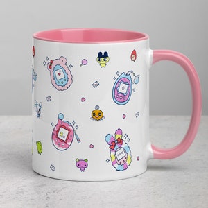 TAMAGOTCHI Mug Kawaii 90s Retro old school Mug Pink Mug Blue Tamagotchi Mugs Couple Gift for Her Cute Mug for Him