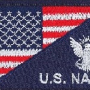 May include: A blue and red embroidered patch with a white eagle and the text "U.S. NAVY".