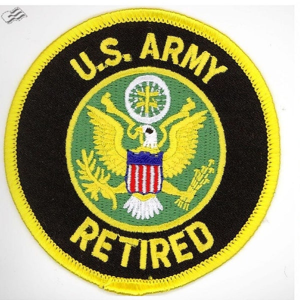 Army Retired Military Vets Veteran Embroidered Patch Iron or Sew On 3 Inches Diameter As Pictured