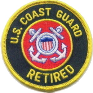 Coast Guard Retired Military Vets Veteran Embroidered Patch Iron or Sew On 3 Inches Diameter As Pictured