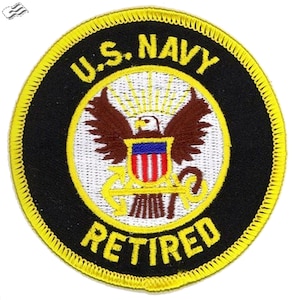 Navy Retired Military Vets Veteran Embroidered Patch Iron or Sew On 3 Inches Diameter As Pictured