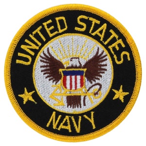 Patch Navy Military Embroidered Patch Iron or Sew On 3 Inches Diameter As Pictured  Free Shipping