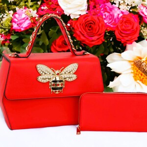 Conjunto de cartera ejecutiva de lujo de color sólido de tamaño grande para damas