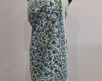 Cotton Beach Sarong Indian Hand Block Print Beach Sarongs Soft Voile Fabric Summer Pareo Gift for Her