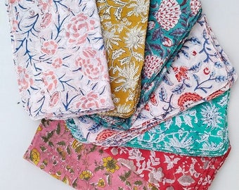 Vintage fabric Handmade Small & Large Handkerchief Cotton zero waste washable and reusable women's Handkerchief Sets Floral Fabric Hankies