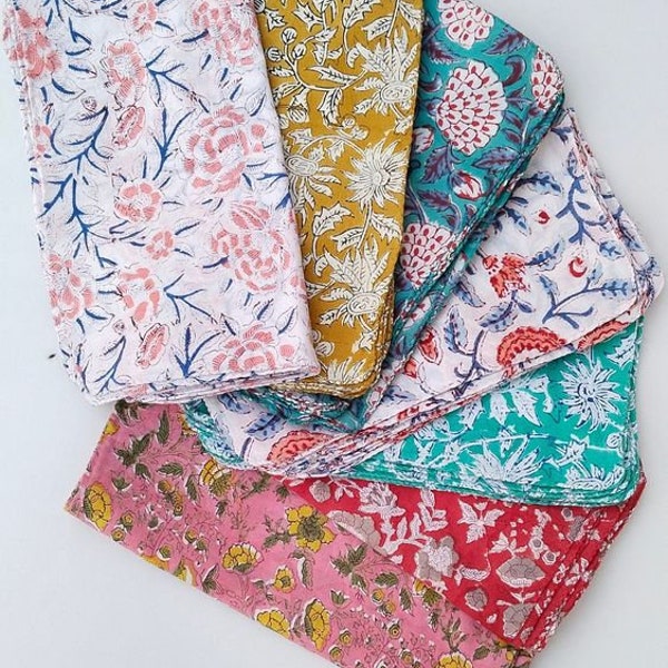 vintage style Floral handkerchiefs Cotton Printed Fabric Hankies Women's Soft Washable Tissues Gift for Mom