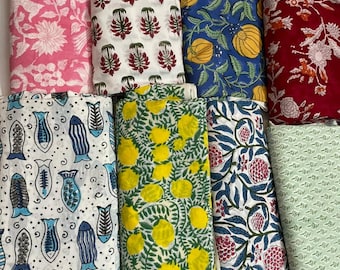 Retales de tela de algodón vintage para colchas, retales de tela con estampados de bloques indios (manualidades por libra), paquete de retales de tela para colchas, bolsa de telas.