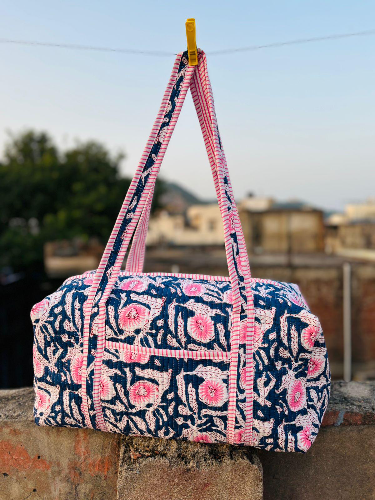 Bolsa grande de ombro acolchoada de algodão, bolsa de viagem lavável com estampa floral, bolsa ecológica para compras de ioga, praia, estilo boho, para o fim de semana