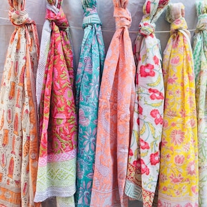 Lote de pareos de playa bohemios con estampado indio a mano, pareos de playa de tela de gasa suave para verano