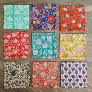 Tissu doux indien imprimé bloc, petits mouchoirs en coton, style bohème, mouchoirs en coton lavables et réutilisables, zéro déchet