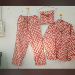 PAJAMAS Cotton Sleepwear For Women, Block Printed PJ Sets, Women Pajama Set, Lounge Wear Spring Floral Print Pajamas For Ladies