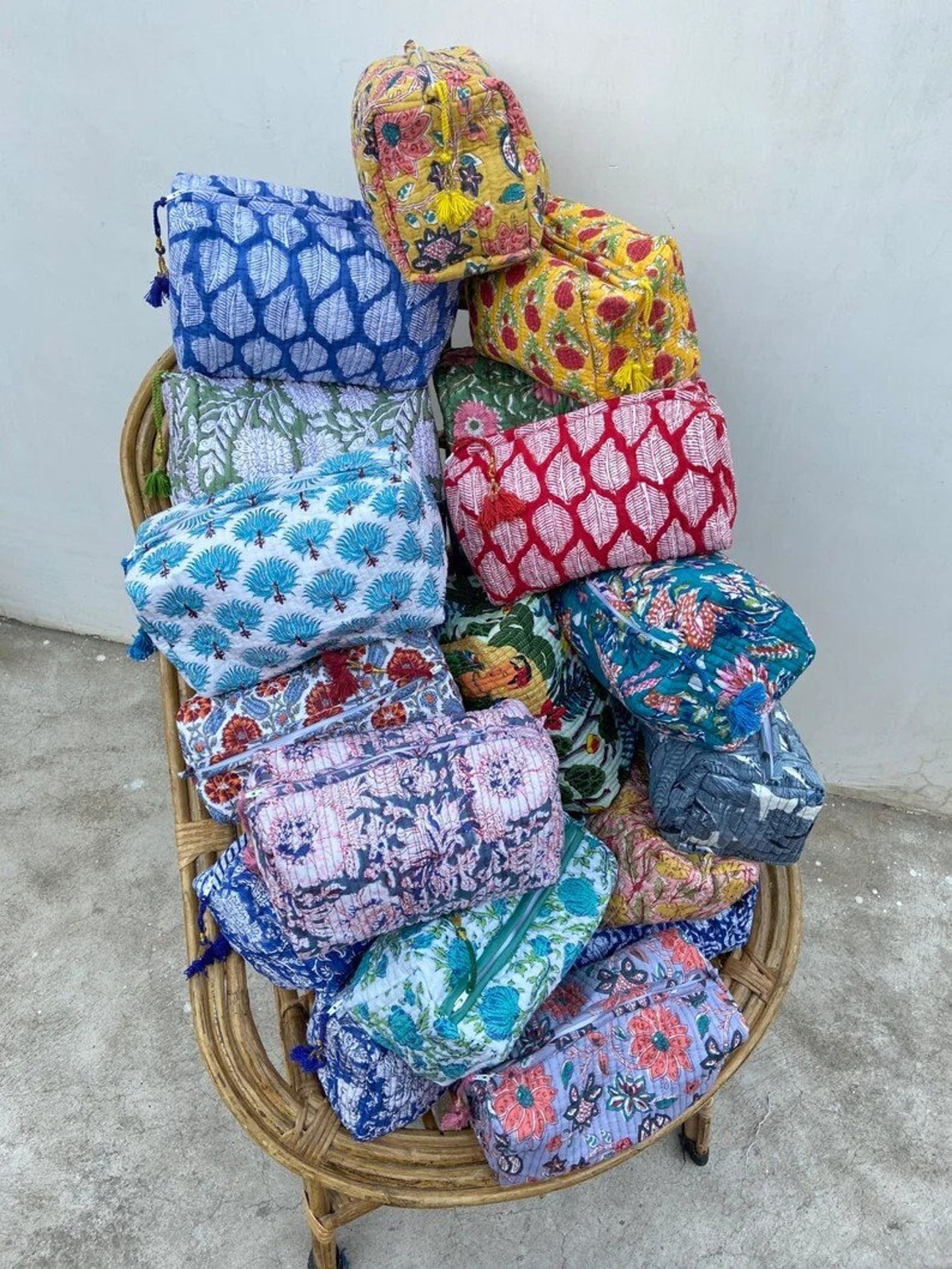 Handmade Quilted Toiletry Bag 100 Cotton Quilted Block Etsy