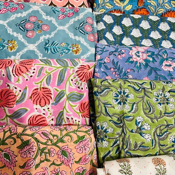 Lot de chutes de tissu de courtepointe BOHO, sac à main pour courtepointe 100 % coton, lot Fat Quarter - assortiment, chutes de tissu indien floral, tissu artisanal,