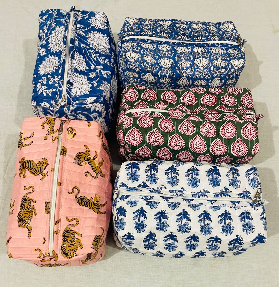 Vintage Large Cosmetic Bags Cotton Quilted Wash Bag Block Etsy Australia