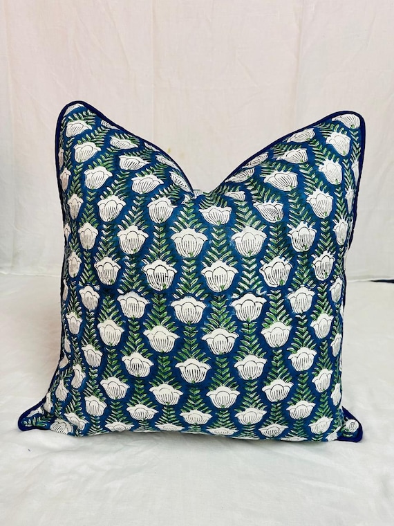 Trade Star Set Di 4 Federe Per Cuscino 45x45 Cm – Stampa A Blocco Indiana Fatta A Mano In Cotone, Con Volant E Cerniera