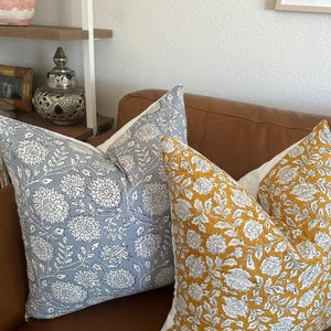 India Floral Block Print Pillow Covers 16x16 18x18 20x20 Colorful Handmade Bohemian Pillow Cousin Cover Decorative Pillows Boho Throw Pillow
