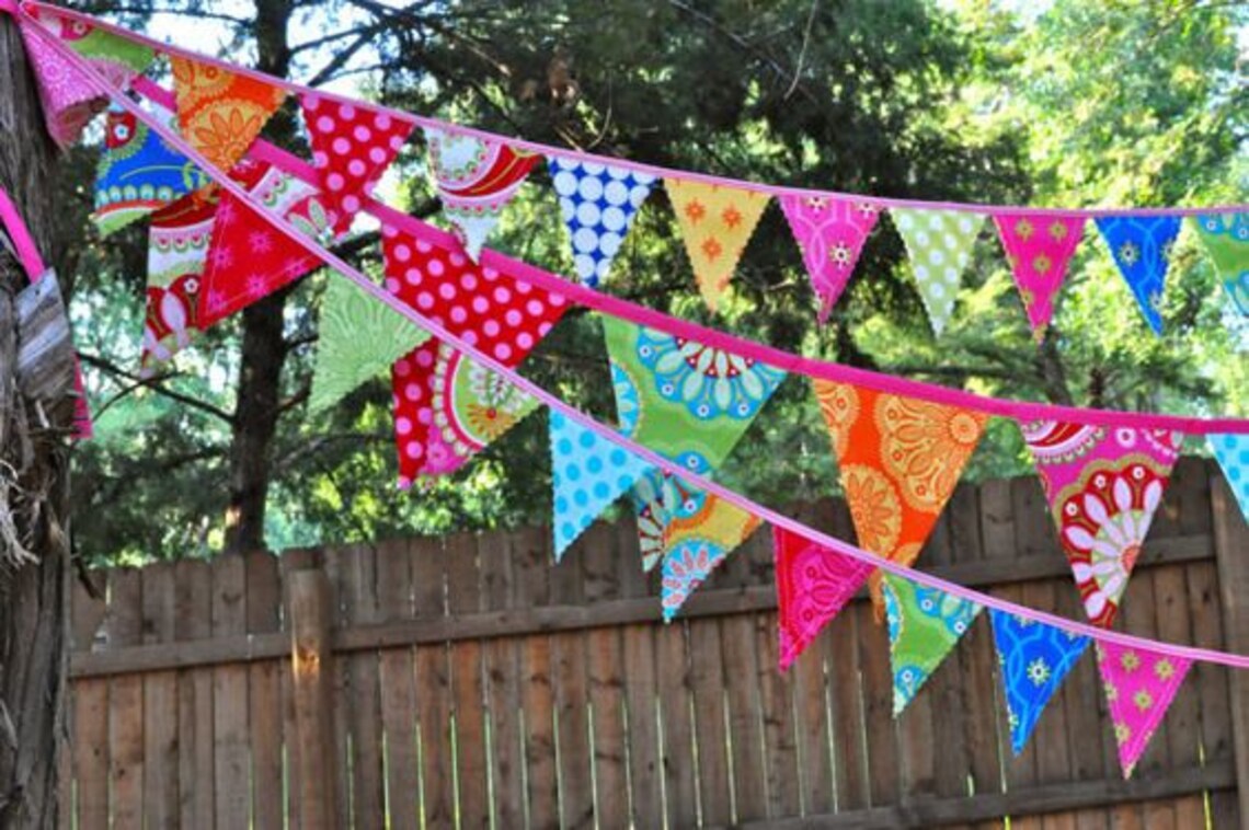 Boho Bunting Garland Banner FABRIC BUNTING BANNER Colorful Etsy