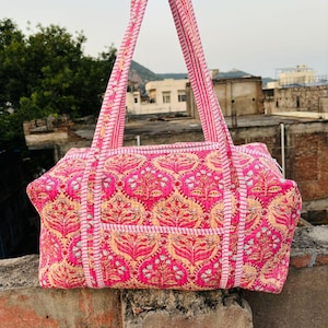 Großer Seesack für Damen | Boho Overnight Reisetasche | Gesteppte Weekender-Tasche aus Baumwolle | Reisetasche | Handgemachte Seesack | Geschenke für Papa |