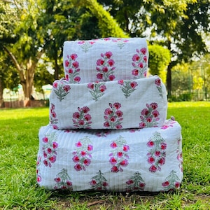 Indiase handgemaakte gewatteerde make-uptas vintage stijl grote reistoilettassen Unieke geschenken Katoen wassing Cosmetische zakjes opbergers