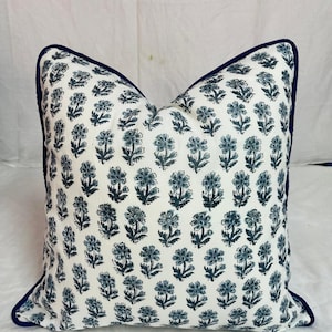 indian block print cotton piping cushion cover, bohemian raffle cushions handmade boho cotton pillow covers floral block throw pillows