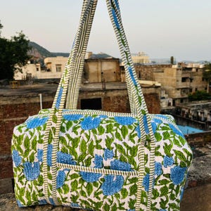 Large Cotton Quilted Duffle Tote Shoulder Patch Bag, Women&#39;s Shopping Beach Artist Boho Weekend bag, Hand Luggage Bag, Bags for Women,