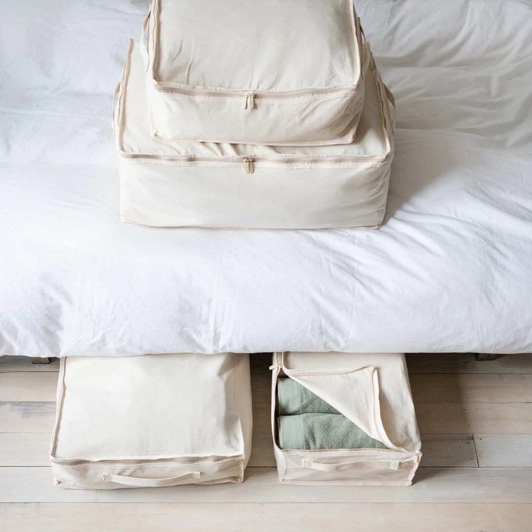 Premium Canvas Cotton Storage Bags Underbed Handmade Foldable