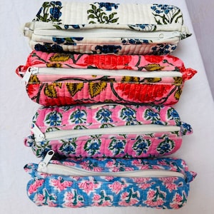 Vintage Floral Pencil Case- Quilted Cotton Cute Pencil Case- Best Friends Gift- Handmade Zipper Pencil Pouch, Back To School Pencil Bag,