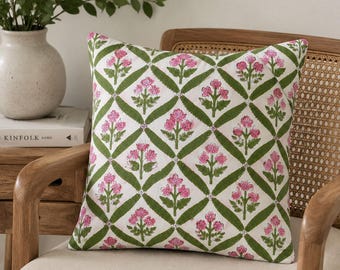Floral printed cushion cover, home Decorative pillow cover, living room bed cover cushion, farmhouse Handmade Throw Pillow cover,