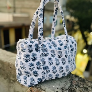 Große gesteppte Tote-Schultertaschen aus Baumwolle mit Blockprint, Weihnachtsgeschenke, Vintage Messenger-Taschen, Wochenend-Boho-Damenhandtaschen-Reisetaschen