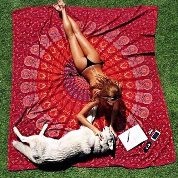 Large Boho Cotton Sheet Bohemian Yoga Mediation Camping Blanket
