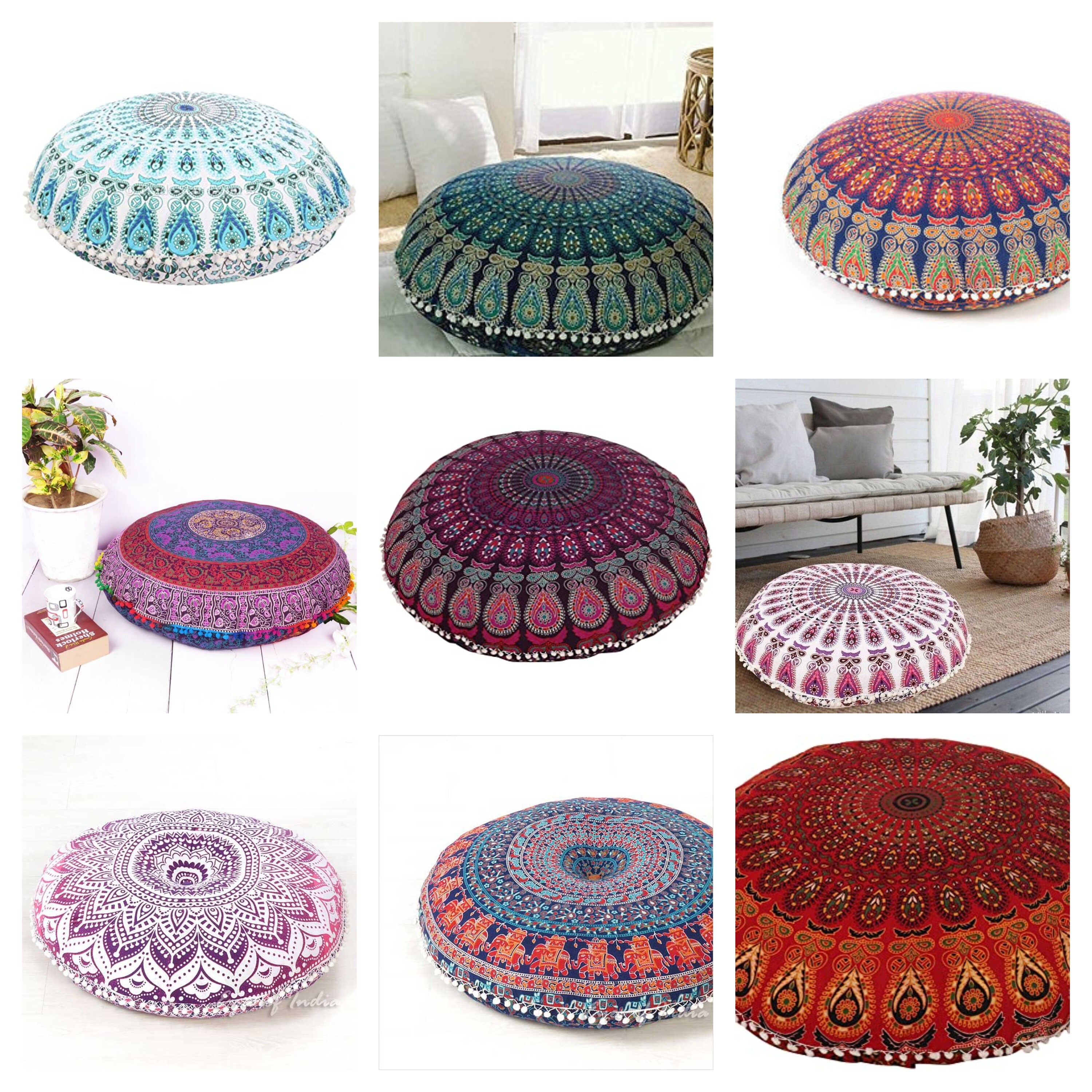 Round Cushions Boho Floor Pillow Cover Floor Cushions Etsy