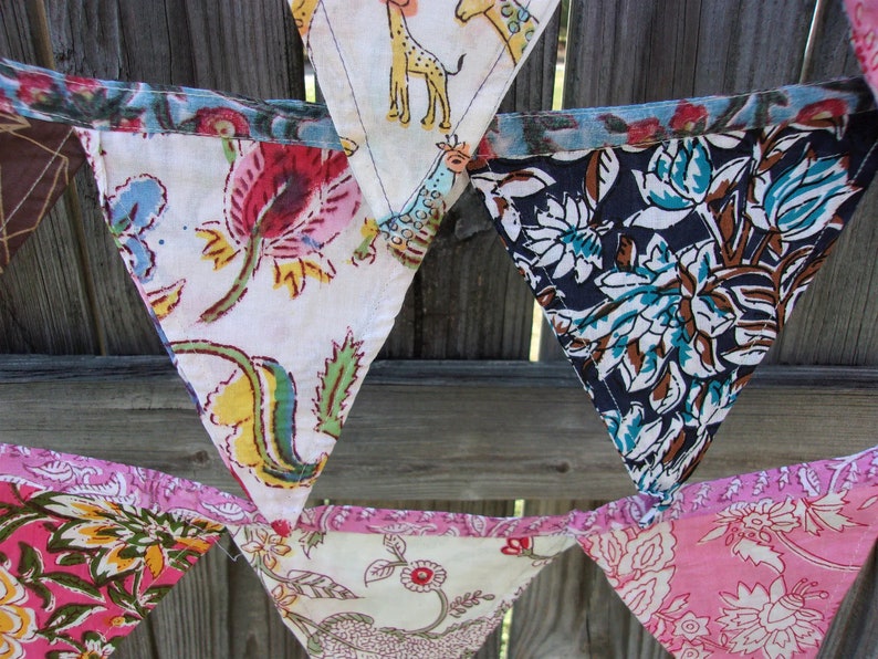 FABRIC BUNTING BANNER Boho Indian Colorful Cotton Bunting Etsy