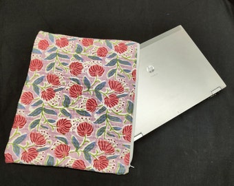 Handmade Quilted Laptop Bag Cotton Floral Printed Bohemian Laptop Sleeves Unique Gifts Laptop Bag Organizer Gifts For Her, Macbook Air Case