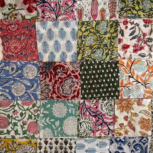 Pre-cut Fabric Squares 100% Cotton Quilting Scarps Bohemian Charm Pack Colorful Quilt Square Pack Junk Journal covers-