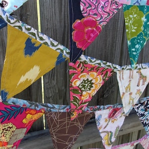 Colorful Reusable Fabric Bunting, Banner, Indian cotton handmade bunting Garland Wedding Decoration Boho garden decoration,prayer flags