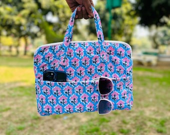 Block Printed Cotton Quilted Laptop Sleeve | Computer Bag |Unique Gifts |Office bags |Travel Laptop Bag |Office Briefcase |Laptop bags women