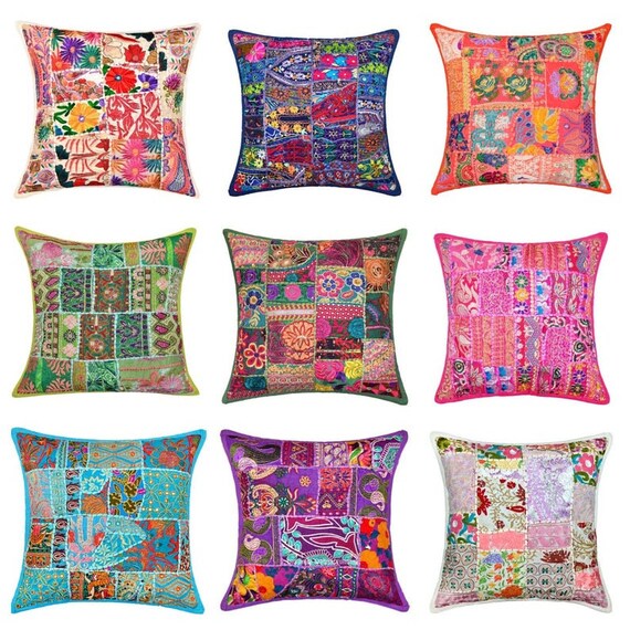 Bohemian Pillow Cover Boho Cushion Cover Handmade Colorful Etsy